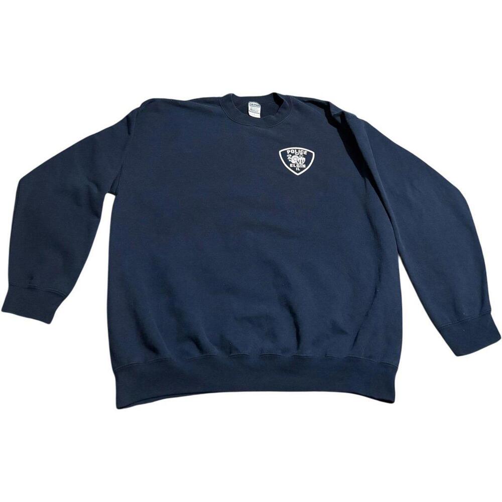 XL Vintage y2k Police Sweatshirt Sweater Crewneck Long sleeve Navy Blue White pd